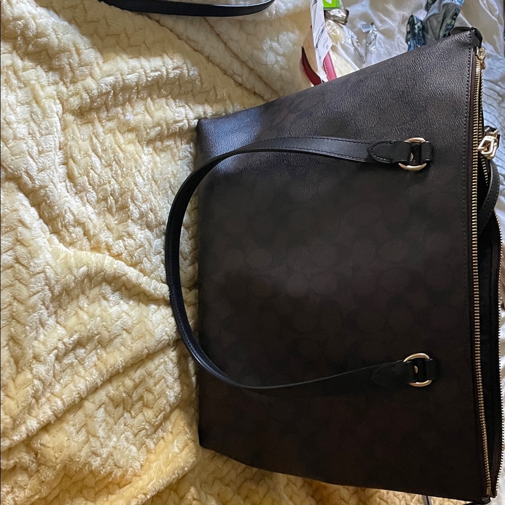 Coach Dark Brown Tote with Black Accents - Picture 2 of 7